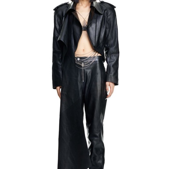 MuglerxH&M Black Leather Women's Jacket - Picture 3 of 3